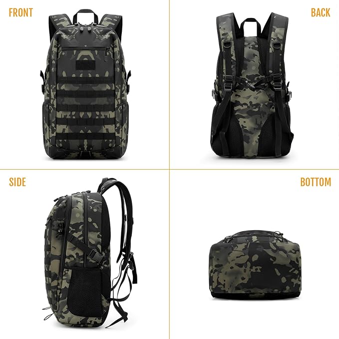 HUNTVP 10L/20L/30L Tactical Backpack Military MOLLE Backpack Rucksack Gear Tactical Assault Pack for Hunting Camping Trekking (30L-Camo)