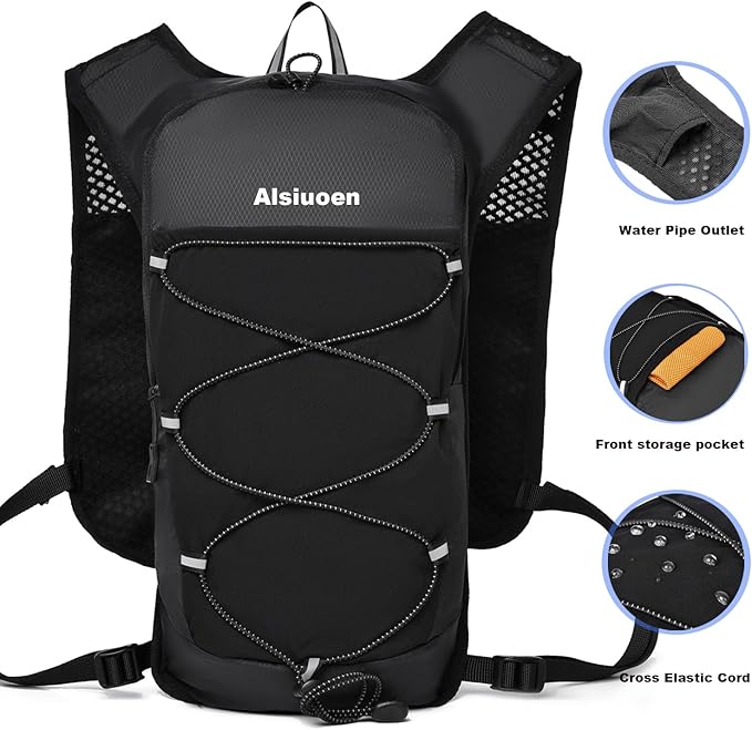 Hiking Hydration Pack Running Backpack Daypack Vest for Women Men,Lightweight Hydration Packs Cycling Biking Trail Race Rave Marathon (with 2L Water Bladder)