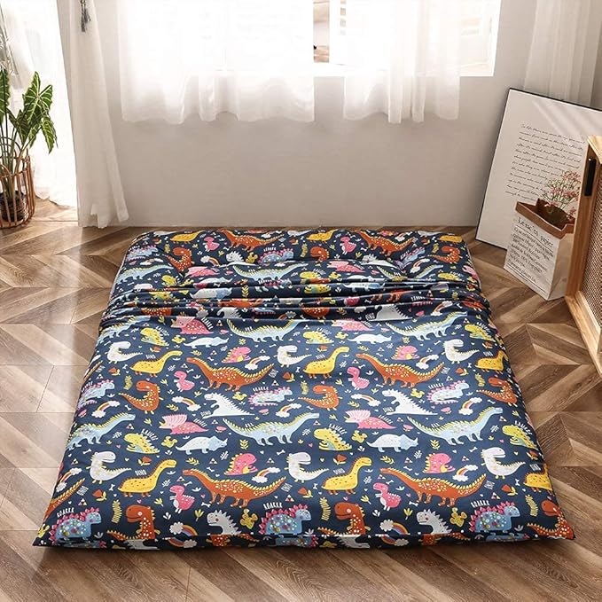 MAXYOYO Dinosaur Japanese Floor Futon Mattress for Boys Girls, Thicken Tatami Mat Sleeping Pad Foldable Bed Roll Up Mattress Floor Lounger Bed Couches and Sofas for Kids Full Size