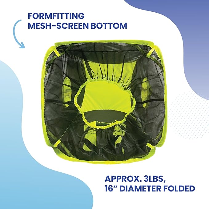 WeatherPod Short Bug-Screen Walking Pod – Pop-Up Wearable Mosquito & Bug Screen with Mesh – Fine Gauge, Fully Enclosed Personal Bubble – Safety Yellow