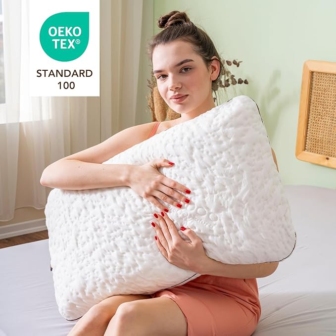 Memory Foam Pillow for Sleeping, 27.56x16.54x5.90 inches, Breathable Soft Cover, Relieves Neck Pain - Back, Stomach, Side Sleeper, White