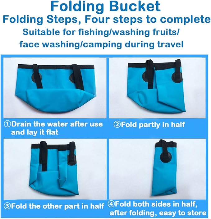 Sunglow Collapsible 3 Gallon Multifunctional Portable Fishing Bucket - Wash Basin Folding Bucket - Water Container for Fishing-Camping-Gardening (12L/3gallon(Blue))