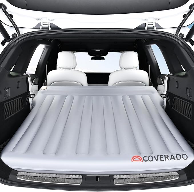 Coverado SUV Air Mattress with Wireless Built-in Pump & Pillows, Durable Thickened 300D Oxford Fabric Car Air Bed for Camping, Quick Easy Set-Up, Universal Air Mattress for SUVs, Minivans