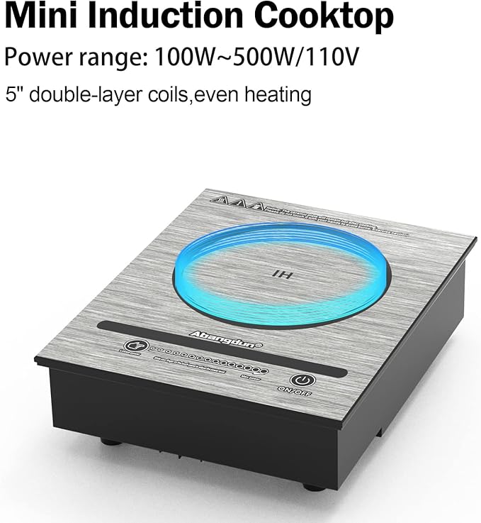 Mini Induction Cooktop, 500W /110V Mini Electric Countertop Burners Portable Small Induction Hot Plate
