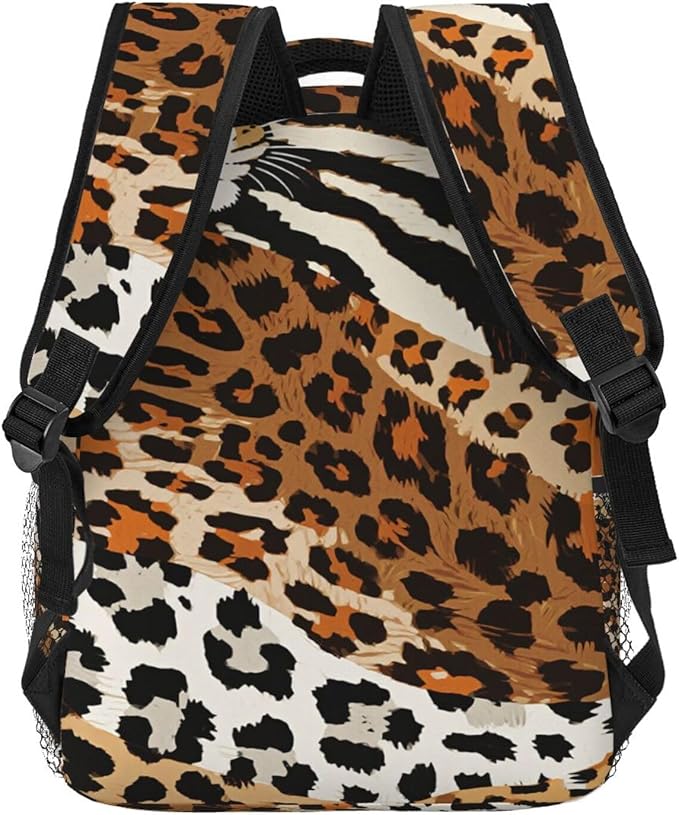 Rucksack Polyester Anti-Theft Multipurpose Leopard Print Animal Skin Patterns Carry On Bag Large Capacity Travel and Sport Backpack Rucksack With Smooth Zippers