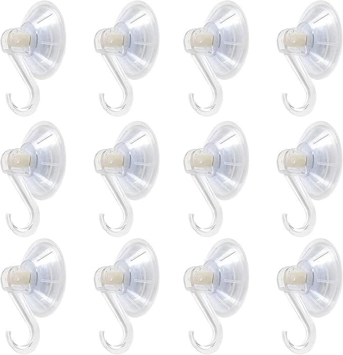 1st Choice Clear Plastic Suction Cup Hooks, 12 Pack Ultra Heavy Duty Power Lock Vacuum Traceless Smooth Waterproof Oil-Proof Wall Shower Kitchen Window Bathroom Holder