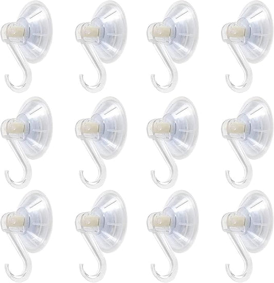 1st Choice Clear Plastic Suction Cup Hooks, 12 Pack Ultra Heavy Duty Power Lock Vacuum Traceless Smooth Waterproof Oil-Proof Wall Shower Kitchen Window Bathroom Holder