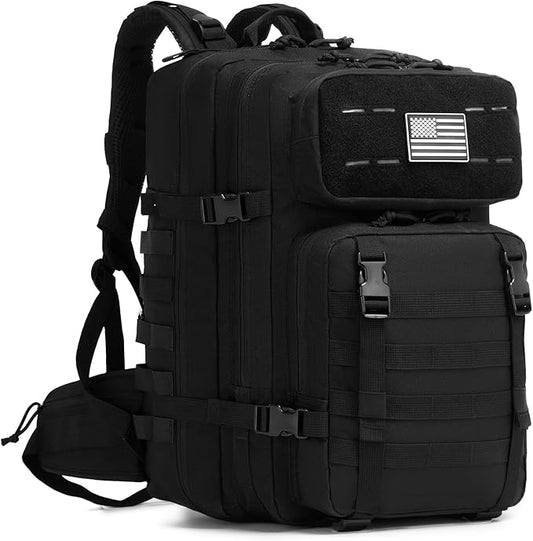 Tactical Backpack for Men, Water Resistant 46L Military Backpack, Large Army 3 Day Assault Pack for Hiking, Camping, Gym with Molle System, Black