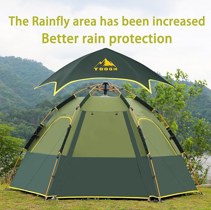 Camping Tent with Instant Setup, 2/3 Person Weatherproof Easy Quick Set Up in 60 Seconds with Rainfly Backpack Tent for Family Camping & Hiking, Upgraded Ventilation,Center Height 66-inch