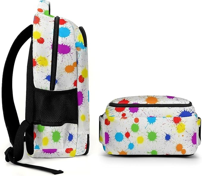 Hiking Travel Backpack Paint Splatter Colorful for Men Women, Waterproof Anti Theft Laptop Rucksack with Multi Compartments for Outdoor Sports