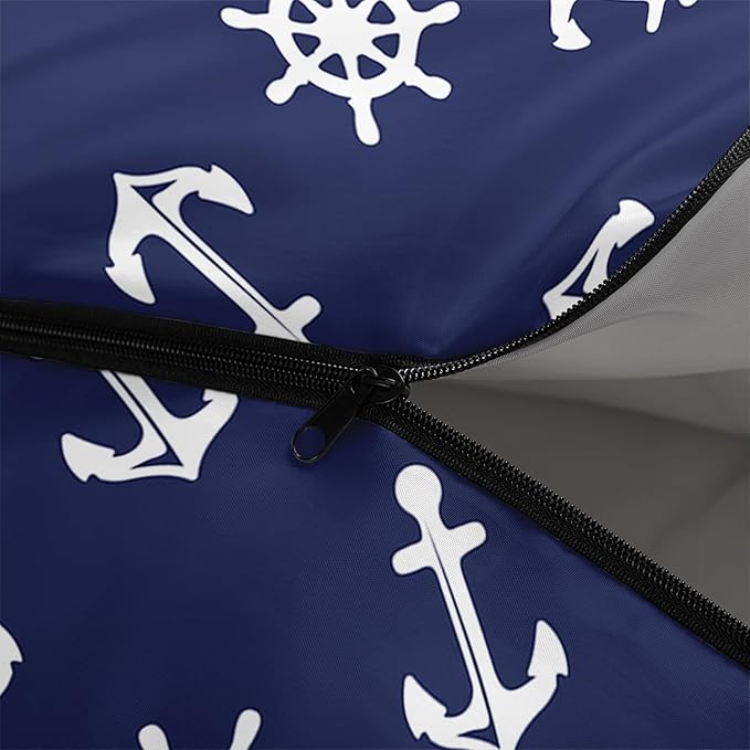 AILONEN Boys Sleeping Bag for Camping,Nautical Anchor,Lightweight & Waterproof,3 Season Warm & Cool Weather,Navy Blue Sleeping Bags for Kids Men Travelling,Outdoors