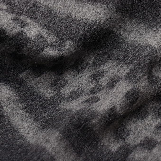 Inca Wall - Thick Alpaca Wool Blanket Heavyweight Camping Outdoors Indoors Soft Peru Twin Size New Ethnic Design (Dark Gray/Soft Gray, Twin Size)