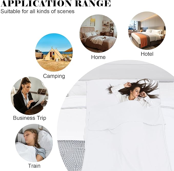 Sleeping Bag Liner,Travel Sheet & Adult Sleep Sack, Camping Sheets Travel Sleep Sack for Backpacking,Hotels & Hostels -Lightweight Single &Double Travel Sheet Camping Sheets