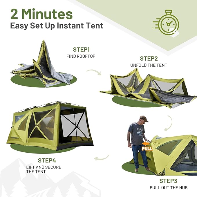 TIMBER RIDGE 4/6/8 Person Instant Pop Up Cabin Tent, Easy 60 Second Setup, Weather Resistant Camping Family Hub Tent with Rain Fly and Carry Bag for Outdoor Camping & Overlanding