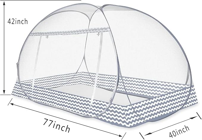 Instant Pop-Up Mosquito Net Tent for Bed | Full Enclosure Design with Ultra-Fine Mesh & Portable Foldable Frame | Indoor/Outdoor Camping, Travel Bed Canopy - Easy Setup & Pack up(Twin Size)