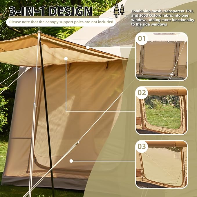 EROMMY 4/6/8/12 Person Inflatable Tent with Skylight, 4 Season Blow Up Tents with Hand Pump for Outdoor Camping & Hiking, Easy Set-up Windproof Sunproof Waterproof