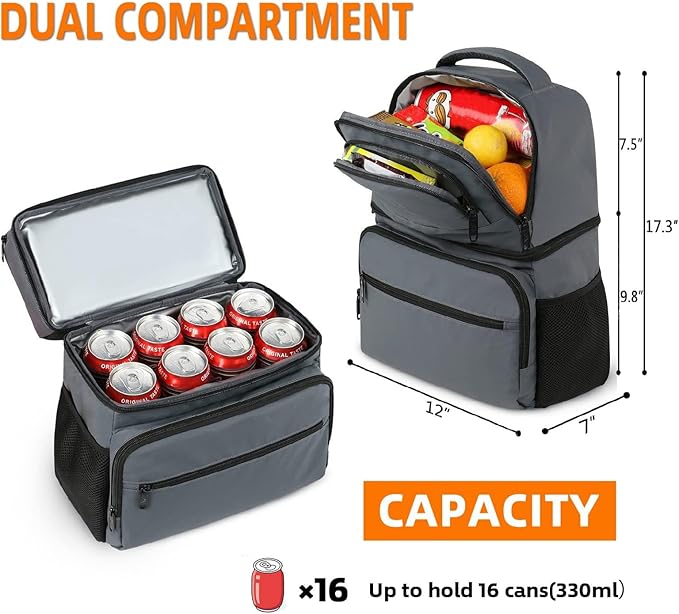 MATEIN Cooler Backpack, 26 Cans Insulated Lunch Backpack for Man Women, Leakproof Double Layer Coolers Bag. Lunch Backpack, 17 inch Insulated Cooler Backpack with USB Charging Port for Women Men