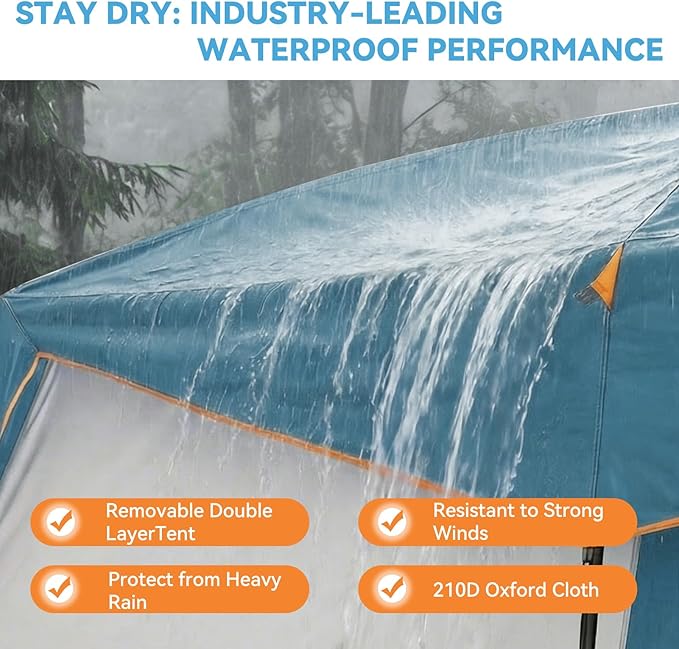COBIZI 4-6-8-10 Person Camping Tent, Spacious Family Tents for Camping Ideal, Hiking, 3500mm Waterproof Double-Layer Windproof Tent for Hiking & Backpacking