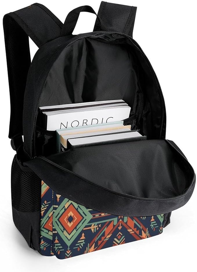 Lightweight Daypack for Camping Business Walking Cycling, Large Capacity Anti-Theft Multipurpose Bookbag, Floral Aztec Ethnic Tribal Gym Outdoor Hiking Backpack