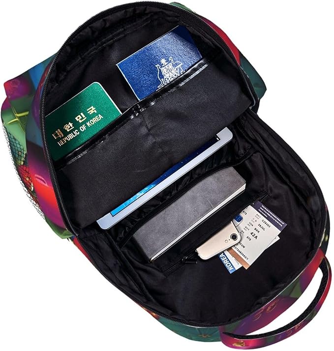 Backpack Multipurpose Anti-Theft Large Capacity Bookbag, Colorful Cactus Art Travel Hiking Daypack With Side Pockets