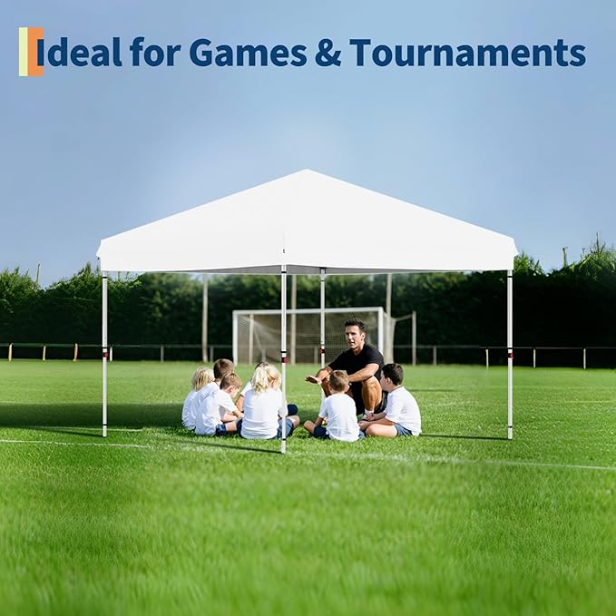 10x10 Pop Up Canopy Tent Outdoor Canopy with 3 Removable Sidewalls One-Person Set Up Heavy Duty Commercial Instant Tent Shelter-White