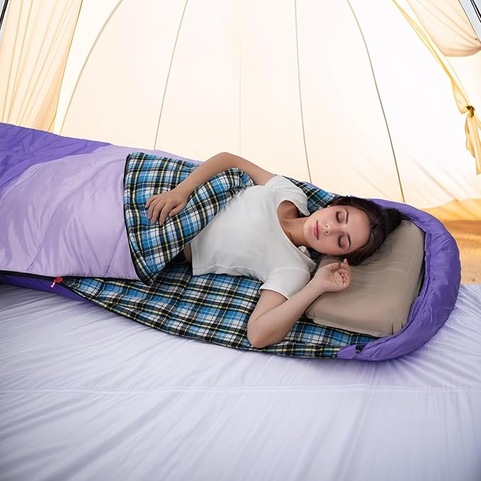 Cotton Flannel Liner Sleeping Bag for Adults Teens Kids, Cold Weather & Warm, 3 Seasons, Lightweight Compact Camping Essentials Equipment, Hiking, Outdoor, Travel