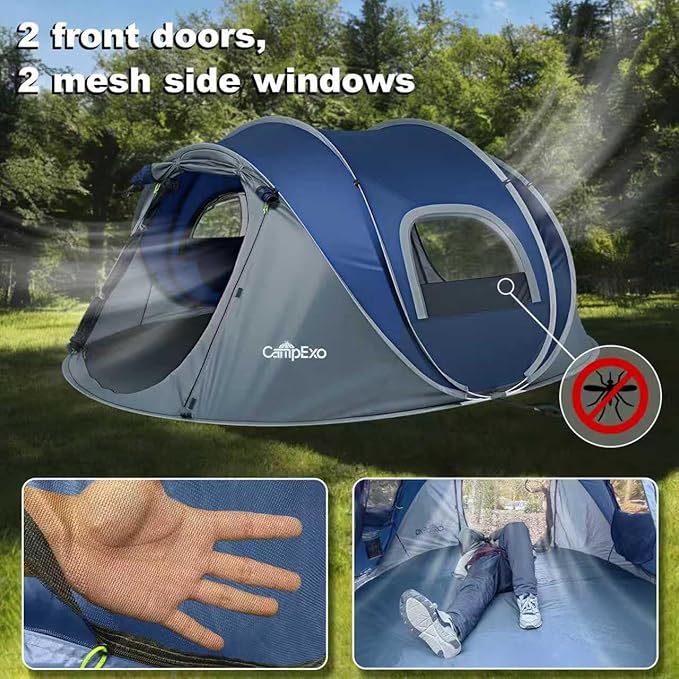 Camping Tent, Pop Up Instant Tent for 2-3 Person, Sets Up in Just Seconds, Waterproof Durable Tent with Carry Bag for Camping Hiking Outdoor
