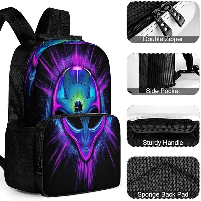 Rucksacks Lightweight Multipurpose Anti-Theft Trippy Eyes Blue Tie Dye Alien Shoulder Bag Big Capacity Traveling Camping Backpack With Side Pockets