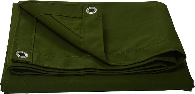 CARTMAN Finished Size 10x12 Feet Canvas Tarp with Rustproof Grommets, Heavy Duty Multipurpose Tarpaulin Cover for Canopy Tent, Roof, Camping, Woodpile