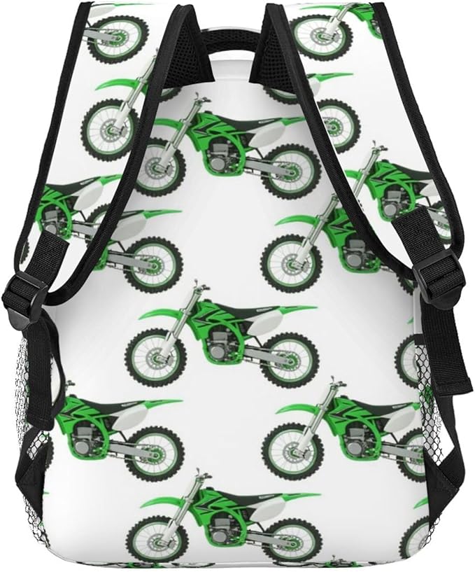 Men Women Polyester Motorcycle Green Dirt Bike Green Daypack Big Capacity Shoulder Bag With Smooth Zippers for Hiking Work Walking Cycling