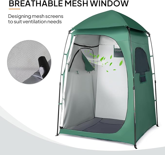 VINGLI 6.8FT Shower Tent, Large Instant Pop Up Shelter with Mesh Floor & Carrying Bag, Privacy Changing Room Tent for Toilet, Camping, Dressing, Lightweight & Sturdy, Easy Set Up