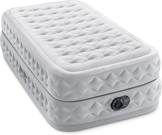 Intex Supreme Air Flow Airbed, 20 Inch Raised Air Mattress with Internal / Built-in Pump and Portable Storage Carrying Case, Twin
