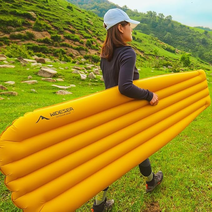 widesea Ultralight Inflatable Sleeping Pad for Backpacking - R-Value 8, 610g Mummy Shape, 183x56cm, Compact 26.5x17cm, 5-Layer Reflective Insulation