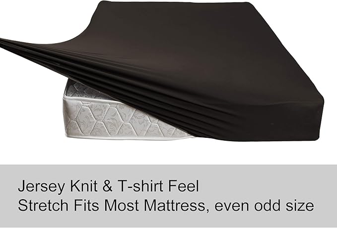 King Size Fitted Sheet Only - 4-Way Stretch Jersey Knit, T-Shirt Feeling & Ultra Soft, Wrinkle Free, Non-Slip & Snug Fit for Mattress (Deep: 5"-13") - Brown, King