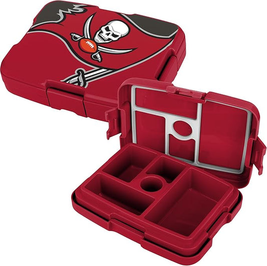 FOCO NFL Unisex-Adult Officially Licensed 2-Tone Big Logo Team Color Football Leak Proof 5 Compartment Bento Lunch Box - Tampa Bay Buccaneers
