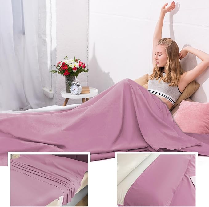 Sleeping Bag Liner,Travel Sheet & Adult Sleep Sack, Camping Sheets Travel Sleep Sack for Backpacking,Hotels & Hostels -Lightweight Single &Double Travel Sheet Camping Sheets