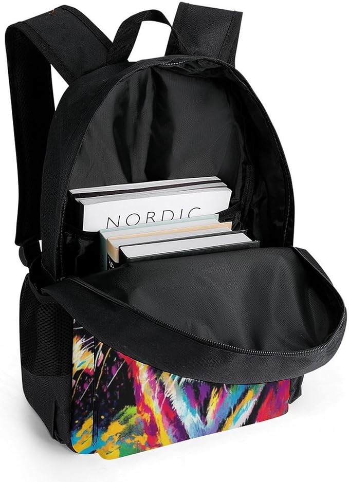 Supdreamc Backpack Anti-Theft Multipurpose Large Capacity Carry On Bag, Colorful Splash Ink King Of Tiger Art Camping Outdoor Backpack With Side Pockets