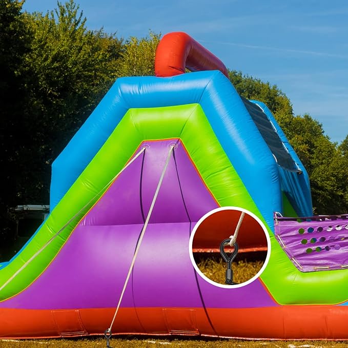 16.3 Inch Spiral Ground Anchor Stake High Durable Earth Anchor Kit for Tents, Trampolines, Garden Fencing, Sheds, Swings, and Dog Tie Out Stake (Black 4 Pack)