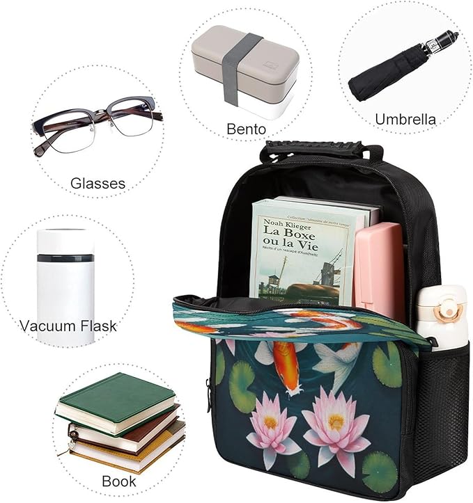 Rucksacks Lightweight Multipurpose Anti-Theft Awesome Japanese Koifish Fish Art Shoulder Bag Big Capacity Laptop Book Bag Rucksack With Padded Straps