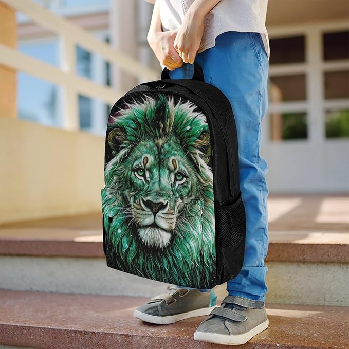 Supdreamc Rucksacks Multipurpose Anti-Theft Big Capacity Bookbag, Abstract Galaxy Lion Head Art Travel Hiking Camping Rucksack With Padded Straps