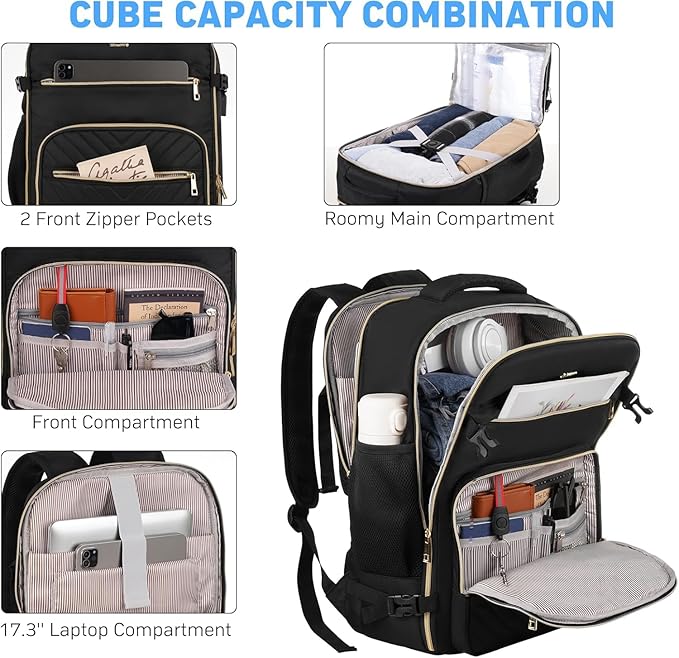MOMUVO Large Travel Backpack Sets for Women,Carry On Backpack Flight Approved,Laptop Backpack Luggage Backpack with USB Charging Port,18.4 Inch