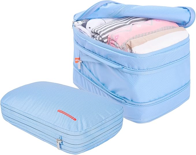 Bee Nesting Compression Packing Cube 2-Layer Travel Luggage Organizer with Wet Dry Separation Expandable Space Saver Bag for Suitcase and Backpack
