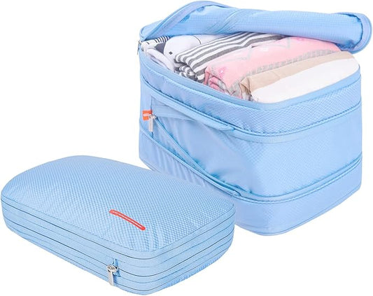 Bee Nesting Compression Packing Cube 2-Layer Travel Luggage Organizer with Wet Dry Separation Expandable Space Saver Bag for Suitcase and Backpack