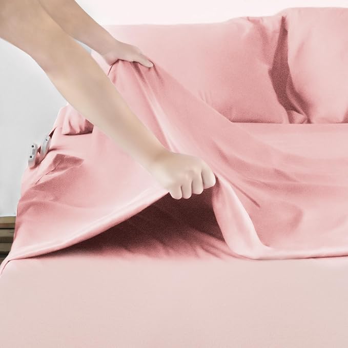 Flannel Sheets Queen Size - 100% Cotton Flannel - 4 Piece Queen Flannel Sheet Set - Brushed for Extra Softness Fits 16in to 24in Pillow Top Air Bed Mattress - Pink