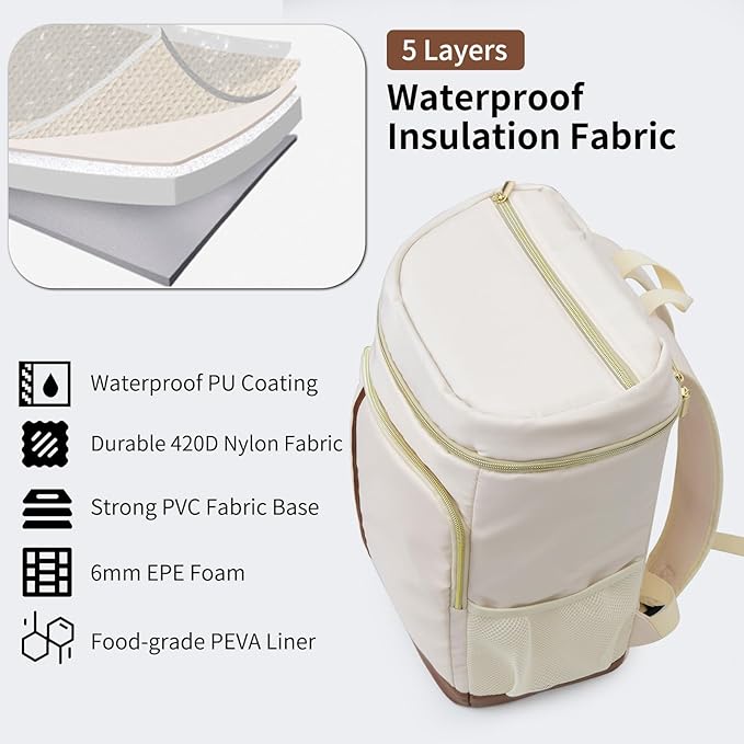 Cooler Backpack Insulated Waterproof 35 Cans,Two Compartments Backpack Cooler,Lightweight Back Pack for Women/Men