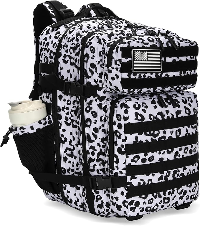 25L/45L Tactical Backpack Military Tactical Backpack Heavy Duty Molle Assault Pack for Work Gym Outdoors (1.0 25L-leopard, Small)