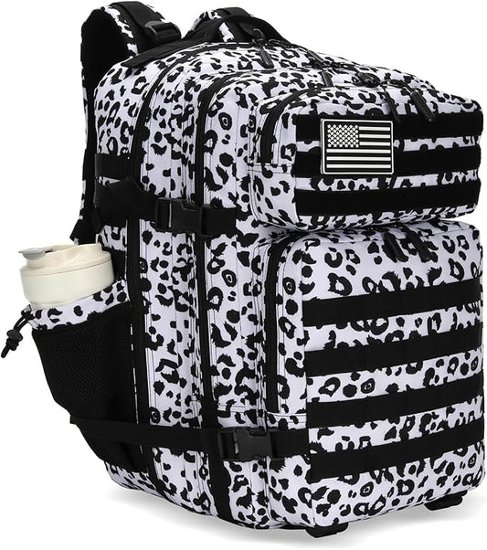 25L/45L Tactical Backpack Military Tactical Backpack Heavy Duty Molle Assault Pack for Work Gym Outdoors (1.0 25L-leopard, Small)