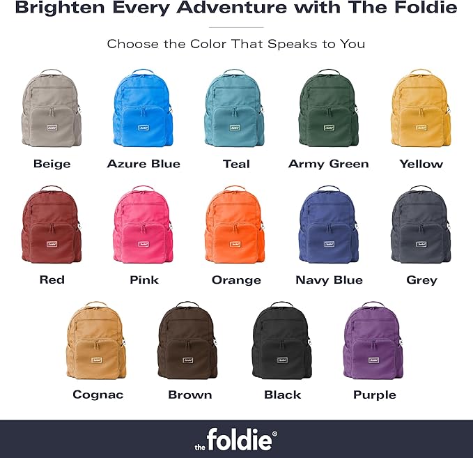 The Foldie Packable Backpack for Travel 32L - Lightweight Foldable Backpacks with Trolly Sleeve & RFID Protection - Water-repellent Casual Daypack Backpacks for Hiking, Camping & Gym - Orange