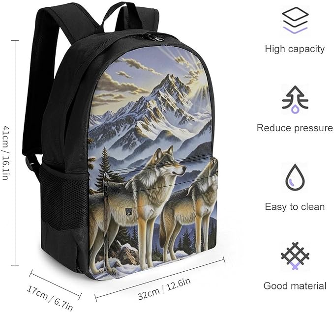 Daypack Bookbag Multipurpose Anti-Theft Big Capacity Carry On Bag, Alaska Dog Family Mountain Travel Hiking Camping Rucksack With Padded Straps
