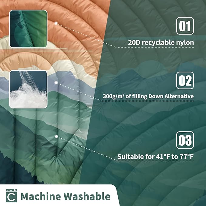 Camping Blanket,Lightweight Puffy Printed Camping Blanket Packable Outdoor Blanket for Camping,Traveling, Stadium, Hiking, Picnics